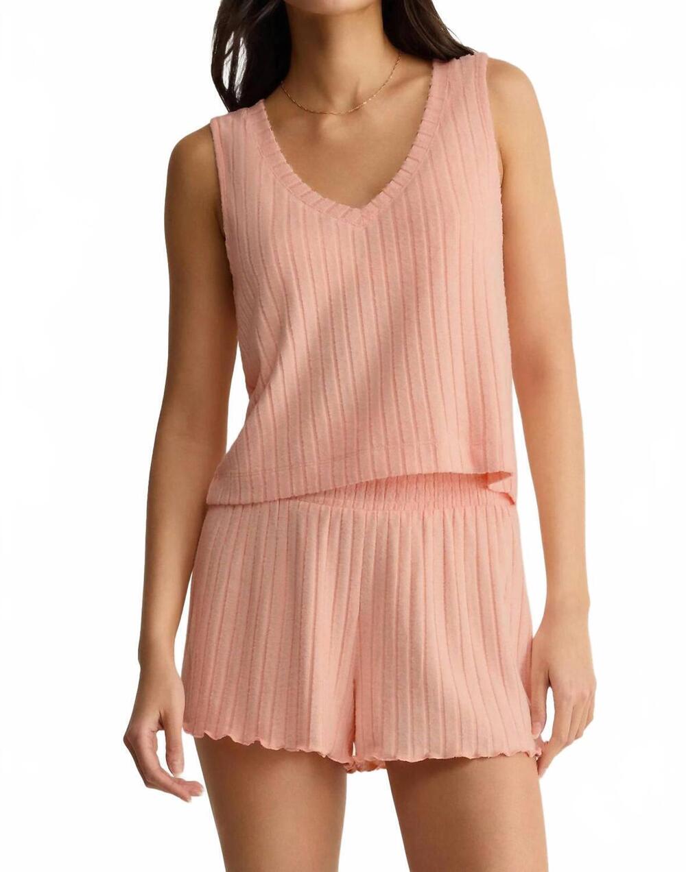 NEW Z SUPPLY sloane v-neck rib tank top in bellini